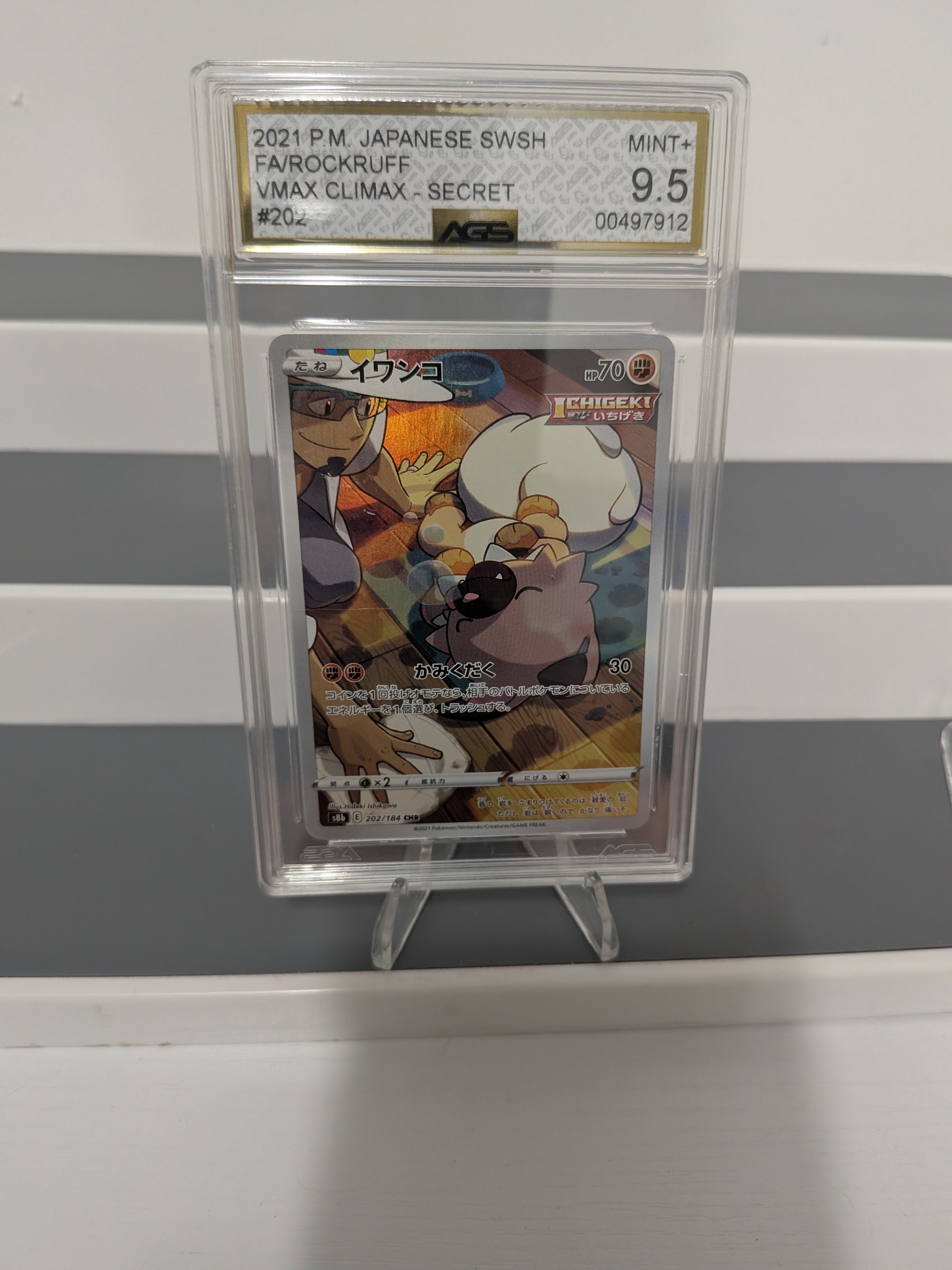 Pokemon Card Rockruff CHR 202/184 S8b VMAX Climax Japanese Edition AGS 10